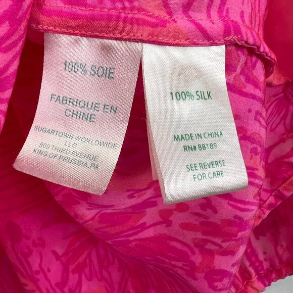 Lilly Pulitzer Blouse Women Extra Small Elsa Silk Rule Breakers Work Party Core - Picture 7 of 12